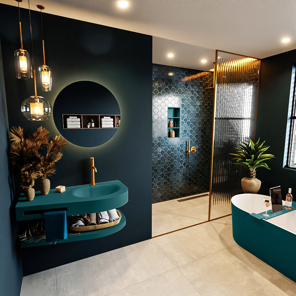MONDIAZ RIVA 100cm lavabo con estante color Smag. Lavabo DULCET Derecho 1 orificio, color Smag. 1 MONDIAZ RIVA 100cm lavabo con estante color Smag. Lavabo DULCET Derecho 1 orificio