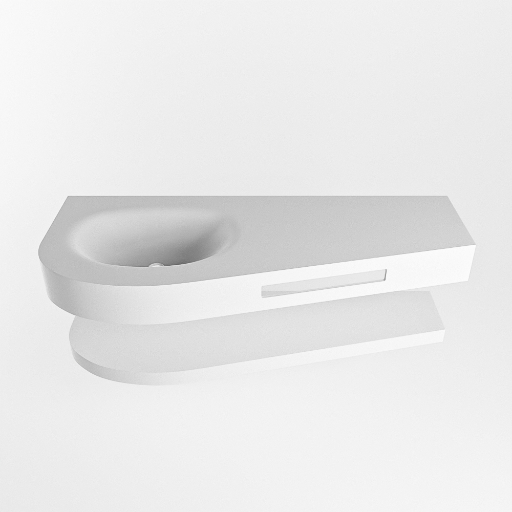 MONDIAZ RIVA 120cm lavabo con estante color Talc. Lavabo DULCET Izquierda sin orificio, color Talc. 4 MONDIAZ RIVA 120cm lavabo con estante color Talc. Lavabo DULCET Izquierda sin orificio, color Talc. - Imagen 4