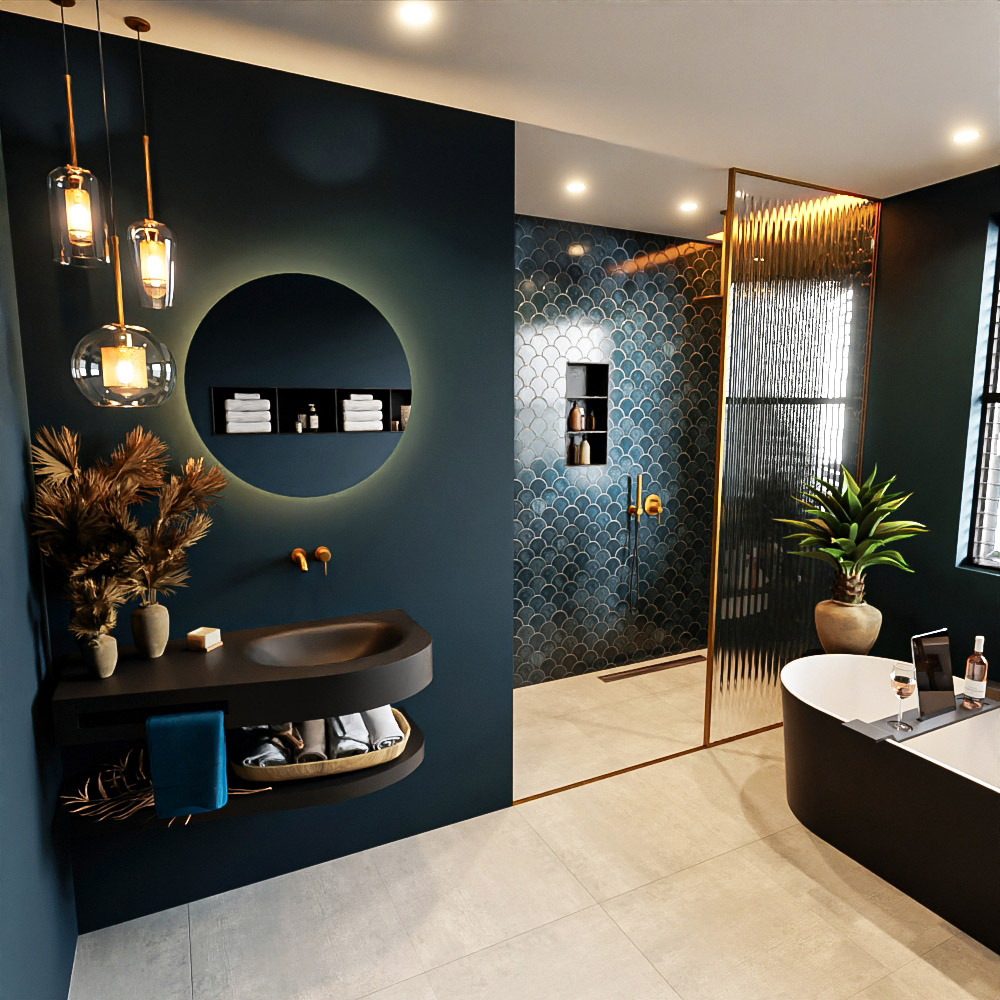 MONDIAZ RIVA 100cm lavabo con estante color Urban. Lavabo DULCET Derecho sin orificio, color Urban. 1 MONDIAZ RIVA 100cm lavabo con estante color Urban. Lavabo DULCET Derecho sin orificio