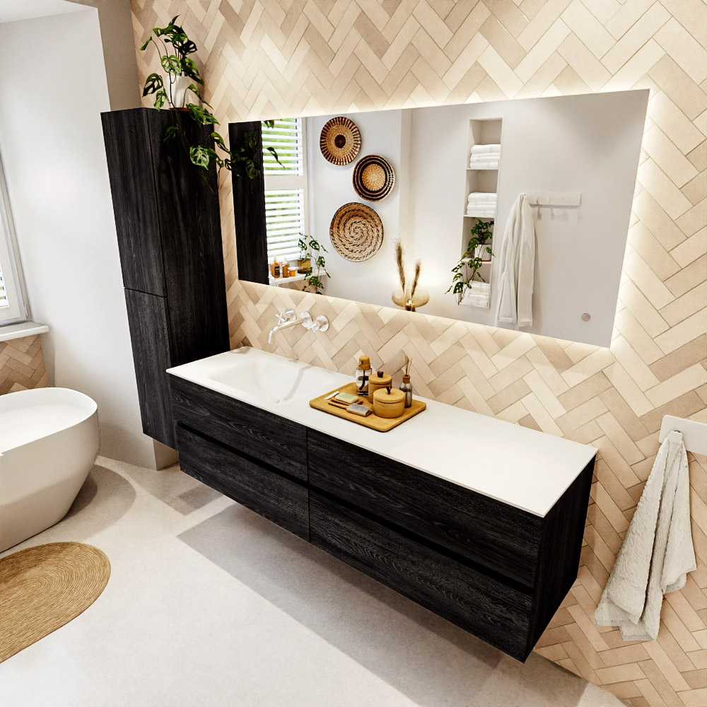 MONDIAZ VICA 170cm mueble de baño Antracite 4 cajones. Lavabo CLOUD Izquierda sin orificio, color Talc. 1 MONDIAZ VICA 170cm mueble de baño Antracite 4 cajones. Lavabo CLOUD Izquierda sin orificio