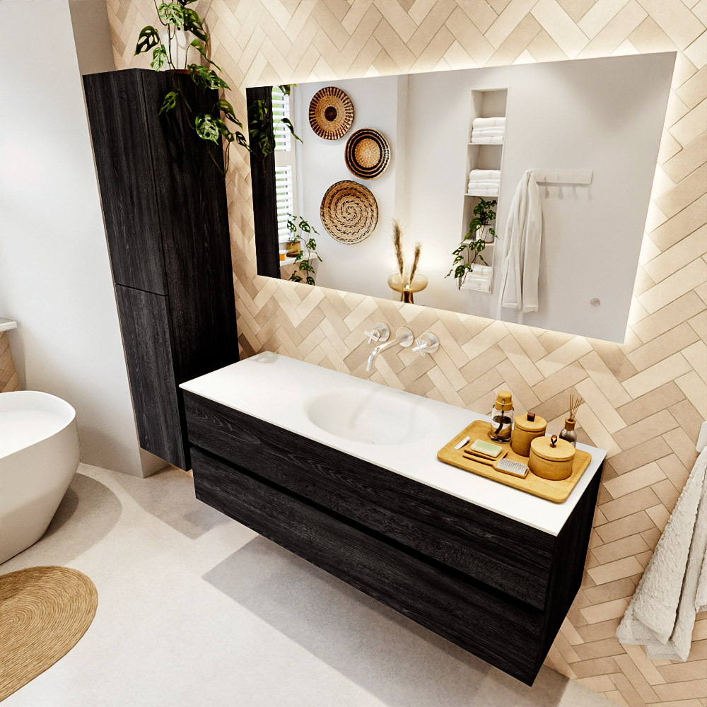 MONDIAZ VICA 140cm mueble de baño Antracite 2 cajones. Lavabo MOON Centro sin orificio, color Talc. 1 MONDIAZ VICA 140cm mueble de baño Antracite 2 cajones. Lavabo MOON Centro sin orificio