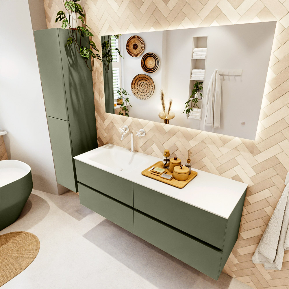 MONDIAZ VICA 140cm mueble de baño Army 4 cajones. Lavabo CLOUD Izquierda 1 orificio, color Talc. 1 MONDIAZ VICA 140cm mueble de baño Army 4 cajones. Lavabo CLOUD Izquierda 1 orificio