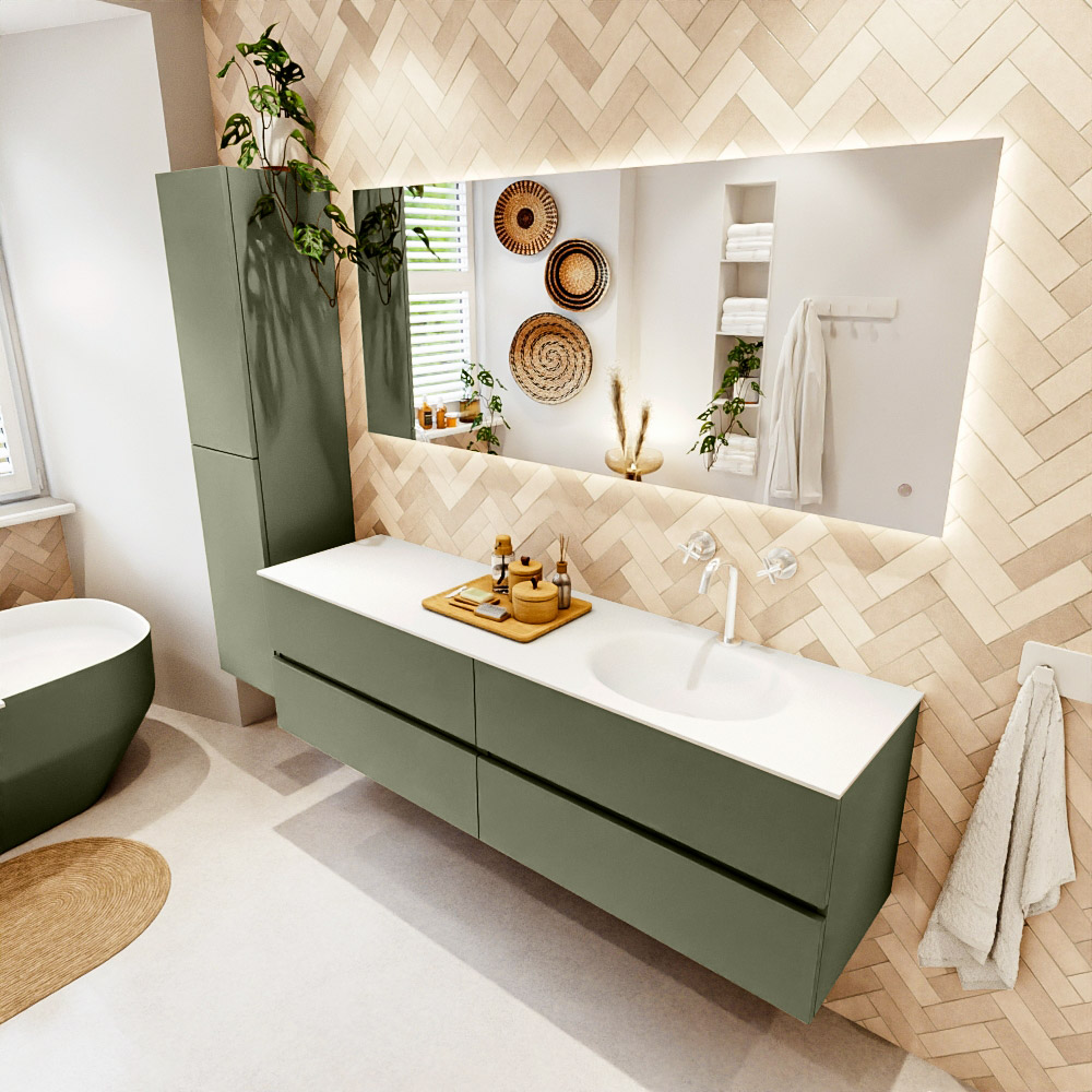MONDIAZ VICA 170cm mueble de baño Army 4 cajones. Lavabo MOON Derecho 1 orificio, color Talc. 1 MONDIAZ VICA 170cm mueble de baño Army 4 cajones. Lavabo MOON Derecho 1 orificio