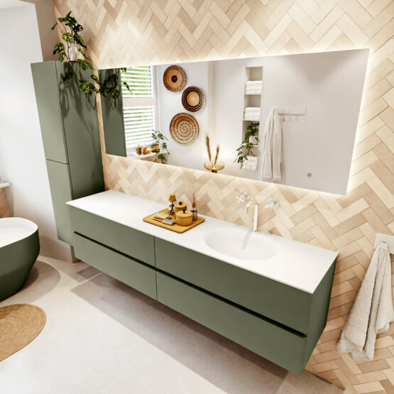 MONDIAZ VICA 200cm mueble de baño Army 4 cajones. Lavabo MOON Derecho 1 orificio