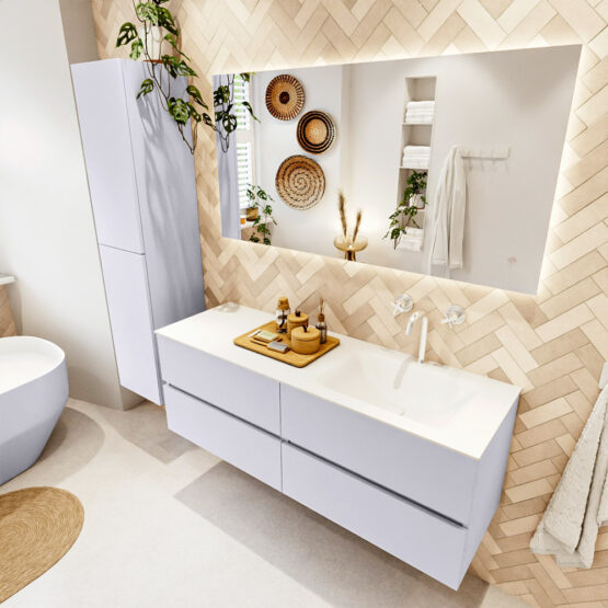 MONDIAZ VICA 140cm mueble de baño Cale 4 cajones. Lavabo CLOUD Derecho 1 orificio