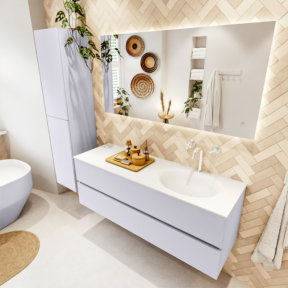MONDIAZ VICA 140cm mueble de baño Cale 2 cajones. Lavabo MOON Derecho 1 orificio, color Talc. 1 MONDIAZ VICA 140cm mueble de baño Cale 2 cajones. Lavabo MOON Derecho 1 orificio