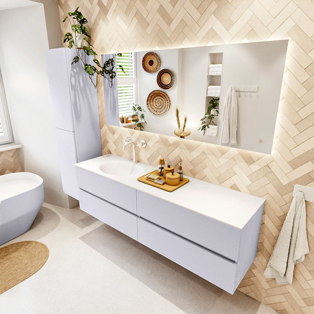 MONDIAZ VICA 170cm mueble de baño Cale 4 cajones. Lavabo MOON Izquierda 1 orificio, color Talc. 1 MONDIAZ VICA 170cm mueble de baño Cale 4 cajones. Lavabo MOON Izquierda 1 orificio