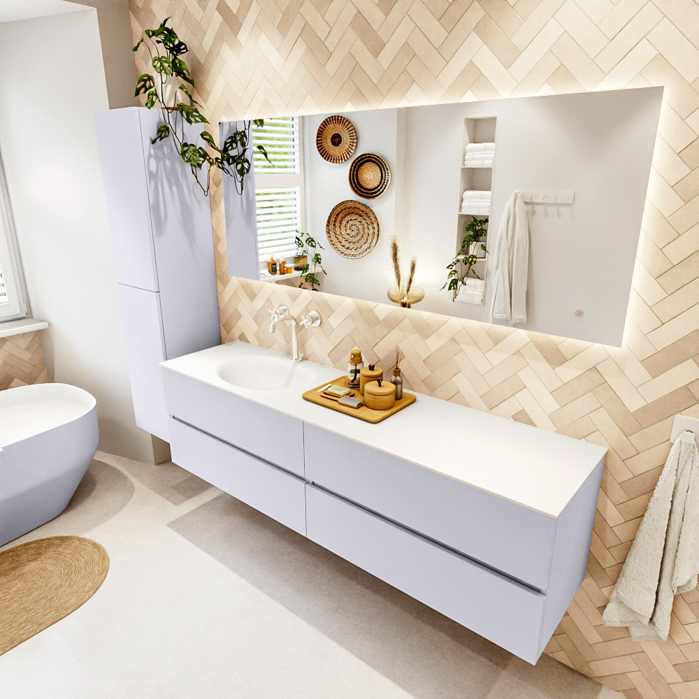 MONDIAZ VICA 180cm mueble de baño Cale 4 cajones. Lavabo MOON Izquierda 1 orificio, color Talc. 1 MONDIAZ VICA 180cm mueble de baño Cale 4 cajones. Lavabo MOON Izquierda 1 orificio
