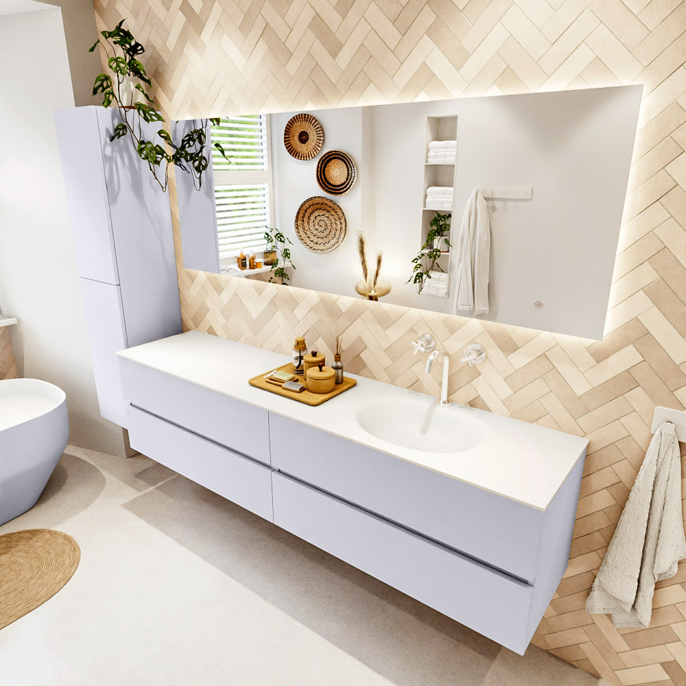 MONDIAZ VICA 200cm mueble de baño Cale 4 cajones. Lavabo MOON Derecho 1 orificio, color Talc. 1 MONDIAZ VICA 200cm mueble de baño Cale 4 cajones. Lavabo MOON Derecho 1 orificio