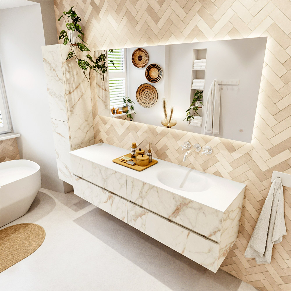 MONDIAZ VICA 170cm mueble de baño Carrara 4 cajones. Lavabo MOON Derecho sin orificio, color Talc. 1 MONDIAZ VICA 170cm mueble de baño Carrara 4 cajones. Lavabo MOON Derecho sin orificio
