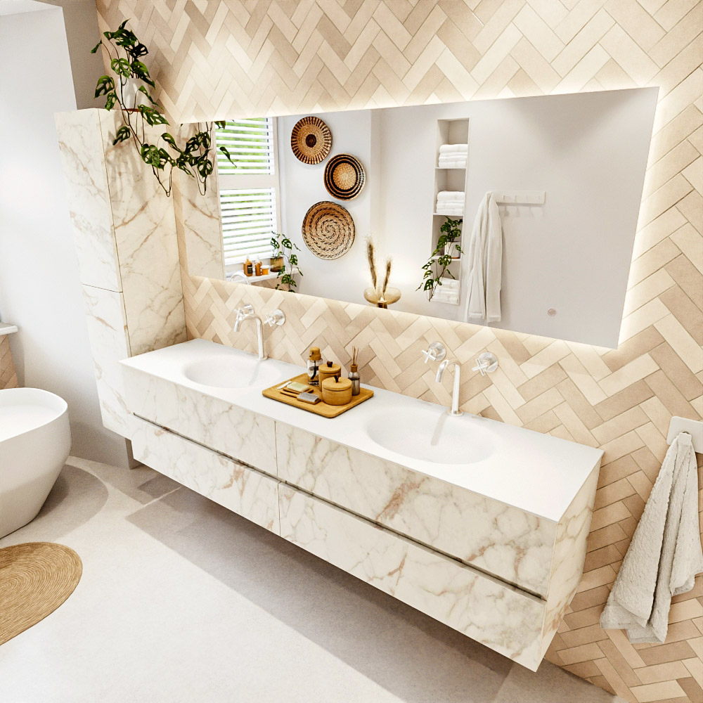 MONDIAZ VICA 200cm mueble de baño Carrara 4 cajones. Lavabo MOON Doble 2 orificios, color Talc. 1 MONDIAZ VICA 200cm mueble de baño Carrara 4 cajones. Lavabo MOON Doble 2 orificios