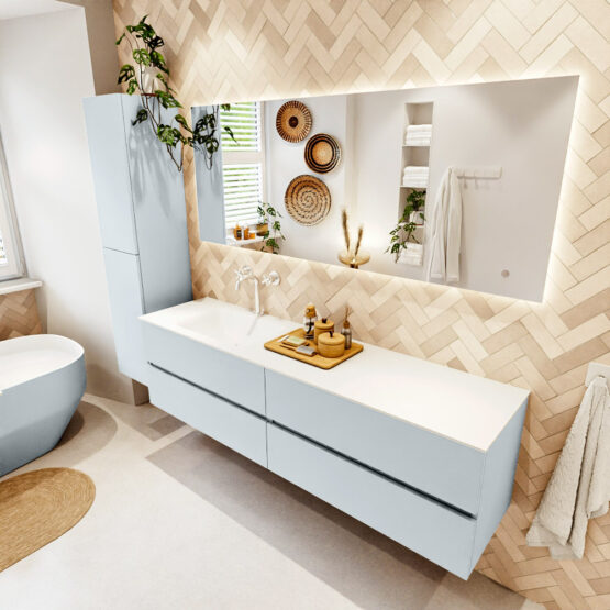 MONDIAZ VICA 180cm mueble de baño Clay 4 cajones. Lavabo CLOUD Izquierda 1 orificio