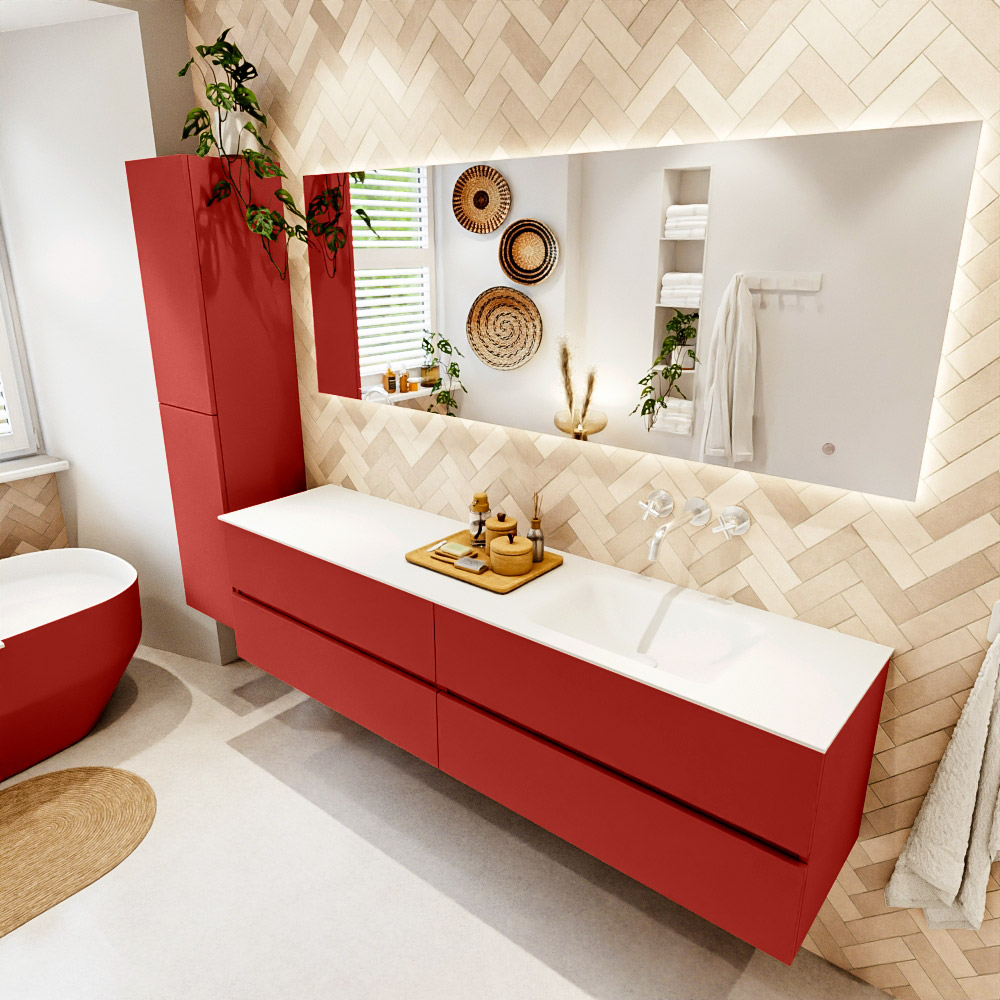 MONDIAZ VICA 190cm mueble de baño Fire 4 cajones. Lavabo CLOUD Derecho sin orificio, color Talc. 1 MONDIAZ VICA 190cm mueble de baño Fire 4 cajones. Lavabo CLOUD Derecho sin orificio