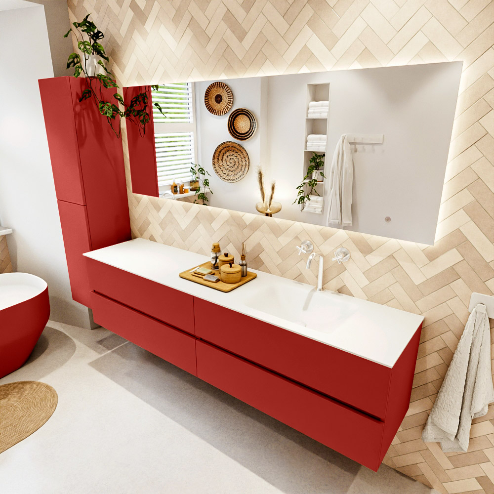 MONDIAZ VICA 200cm mueble de baño Fire 4 cajones. Lavabo CLOUD Derecho 1 orificio, color Talc. 1 MONDIAZ VICA 200cm mueble de baño Fire 4 cajones. Lavabo CLOUD Derecho 1 orificio