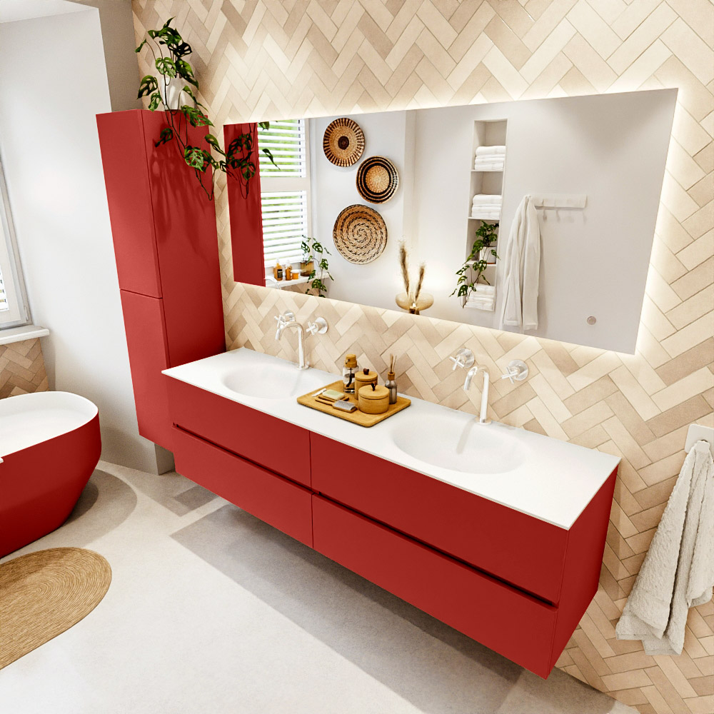 MONDIAZ VICA 180cm mueble de baño Fire 4 cajones. Lavabo MOON Doble 2 orificios, color Talc. 1 MONDIAZ VICA 180cm mueble de baño Fire 4 cajones. Lavabo MOON Doble 2 orificios