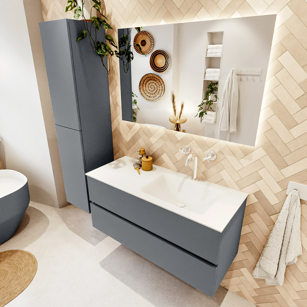 MONDIAZ VICA 110cm mueble de baño Plata 2 cajones. Lavabo CLOUD Derecho 1 orificio color Talc con espejo LED. 1 MONDIAZ VICA 110cm mueble de baño Plata 2 cajones. Lavabo CLOUD Derecho 1 orificio color Talc con espejo LED.