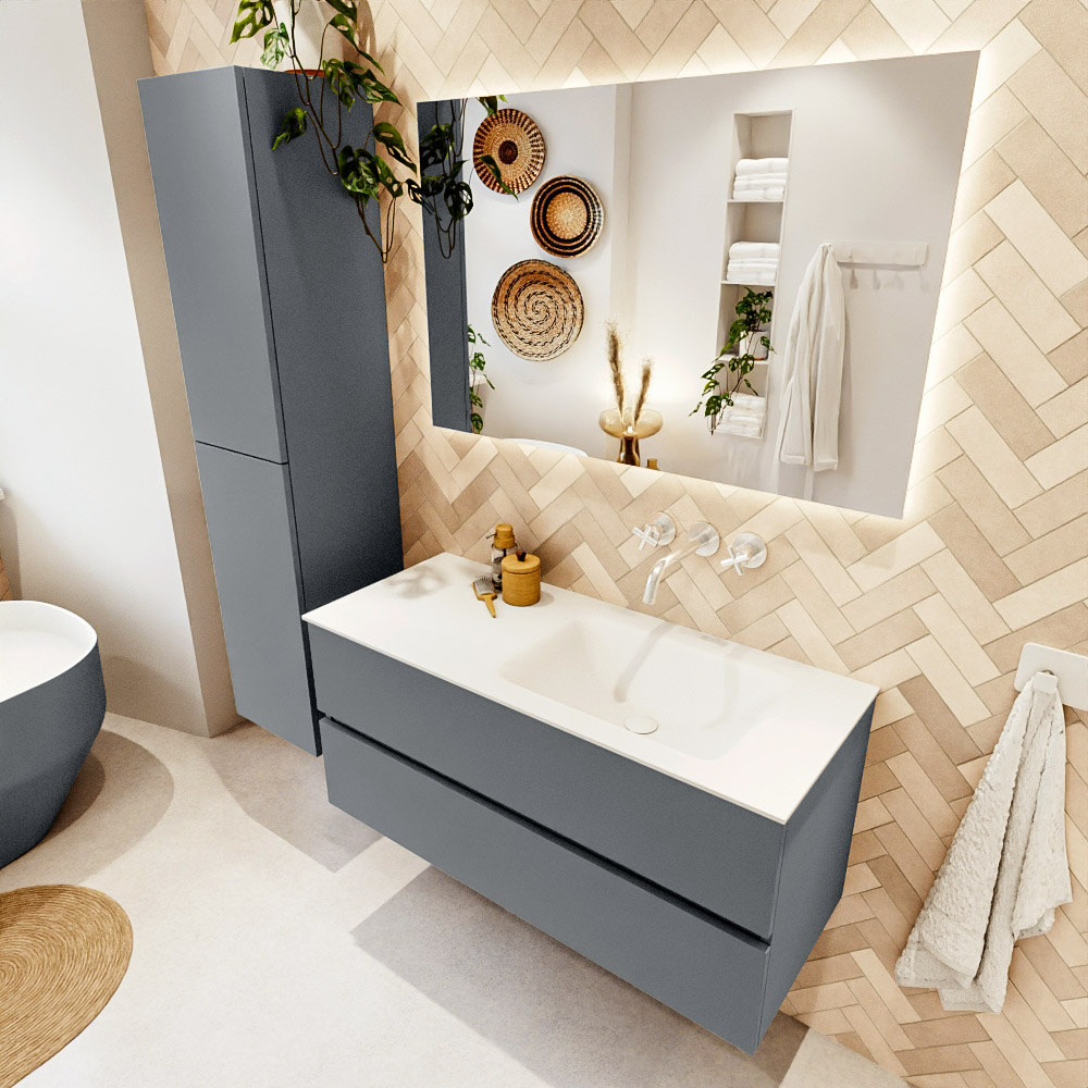 MONDIAZ VICA 110cm mueble de baño Plata 2 cajones. Lavabo CLOUD Derecho sin orificio color Talc con espejo LED. 1 MONDIAZ VICA 110cm mueble de baño Plata 2 cajones. Lavabo CLOUD Derecho sin orificio color Talc con espejo LED.