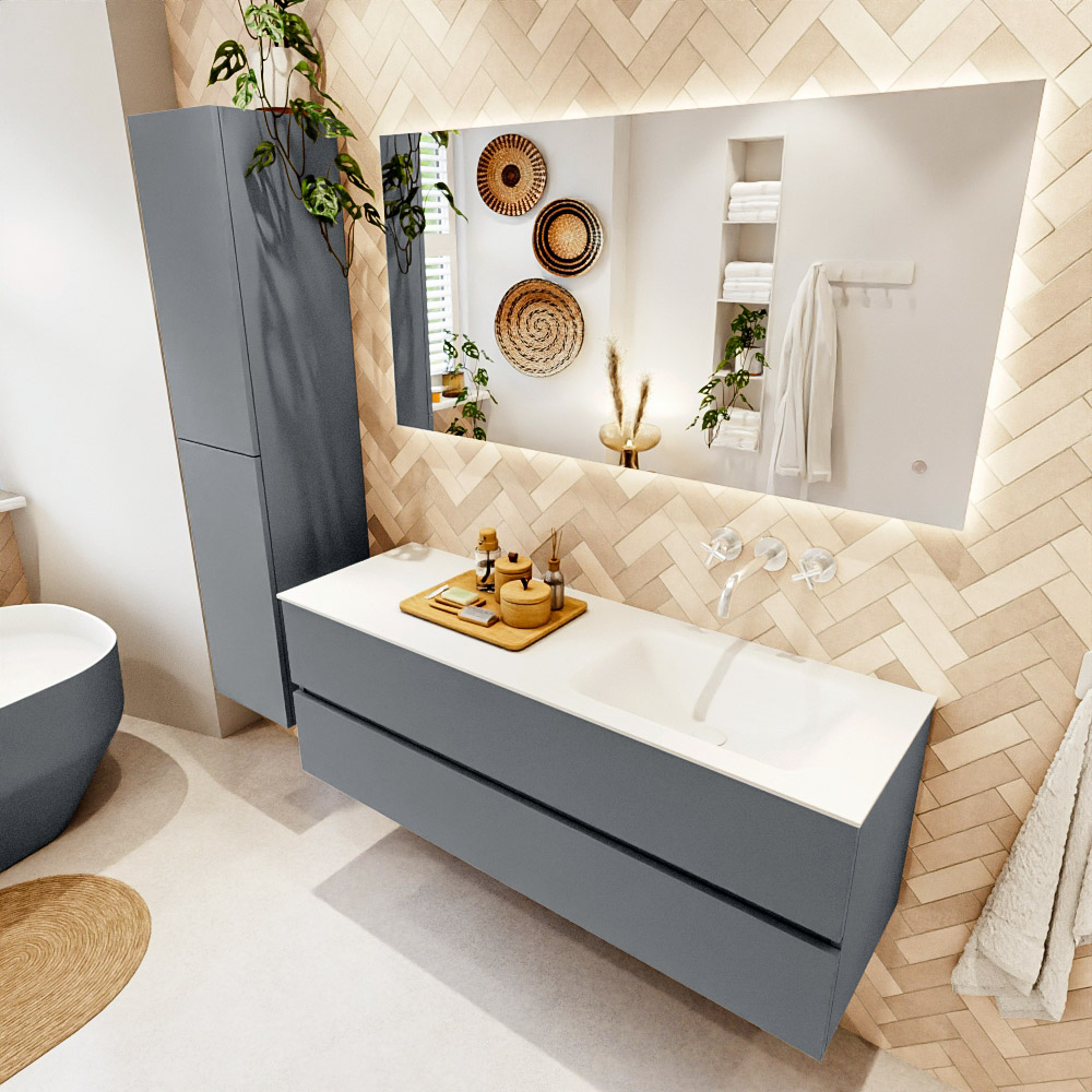 MONDIAZ VICA 140cm mueble de baño Plata 2 cajones. Lavabo CLOUD Derecho sin orificio, color Talc. 1 MONDIAZ VICA 140cm mueble de baño Plata 2 cajones. Lavabo CLOUD Derecho sin orificio