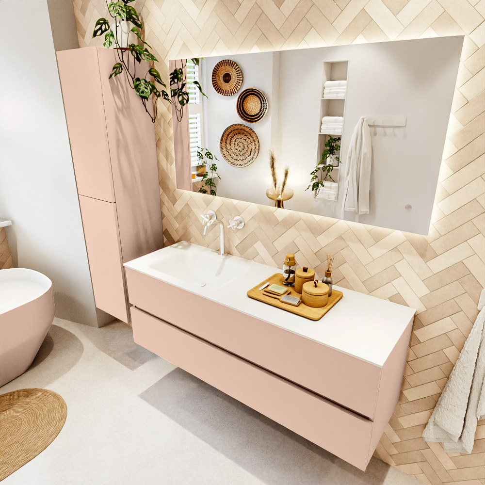 MONDIAZ VICA 140cm mueble de baño Rosee 2 cajones. Lavabo CLOUD Izquierda 1 orificio, color Talc. 1 MONDIAZ VICA 140cm mueble de baño Rosee 2 cajones. Lavabo CLOUD Izquierda 1 orificio