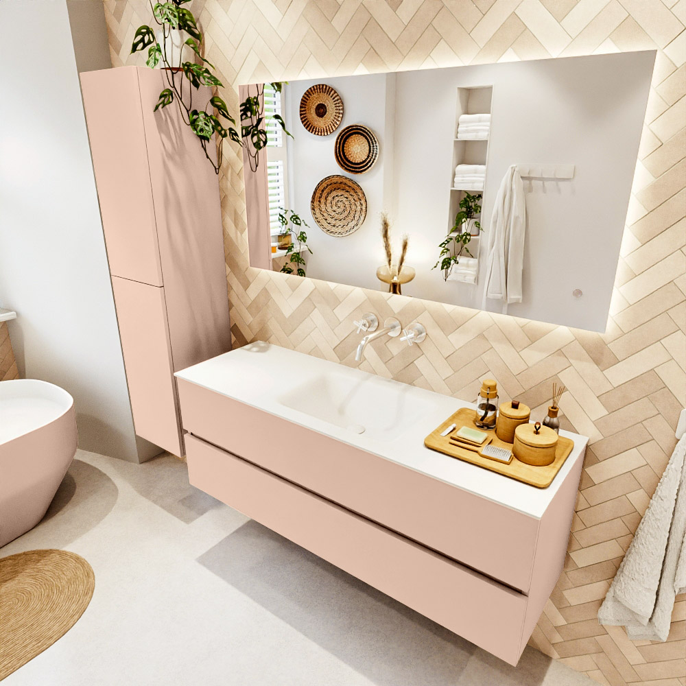 MONDIAZ VICA 140cm mueble de baño Rosee 2 cajones. Lavabo CLOUD Centro sin orificio, color Talc. 1 MONDIAZ VICA 140cm mueble de baño Rosee 2 cajones. Lavabo CLOUD Centro sin orificio