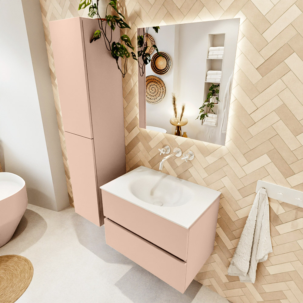 MONDIAZ VICA 70cm mueble de baño Rosee 2 cajones. Lavabo MOON Centro sin orificio, color Talc. 1 MONDIAZ VICA 70cm mueble de baño Rosee 2 cajones. Lavabo MOON Centro sin orificio