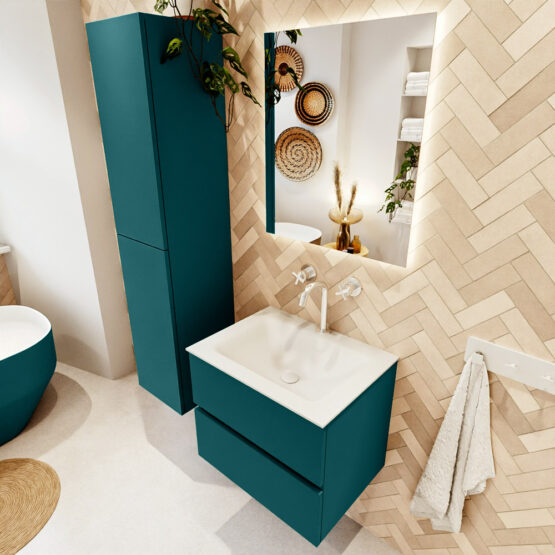 MONDIAZ VICA 60cm mueble de baño Smag 2 cajones. Lavabo CLOUD Centro 1 orificio