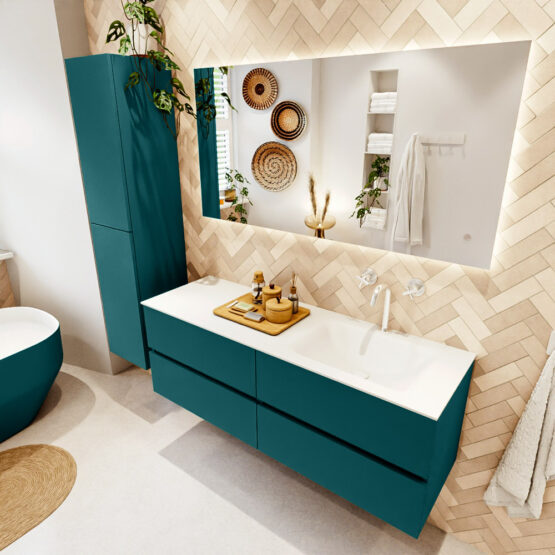 MONDIAZ VICA 140cm mueble de baño Smag 4 cajones. Lavabo CLOUD Derecho 1 orificio