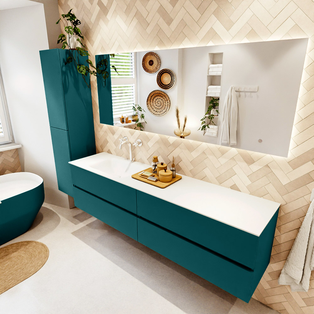 MONDIAZ VICA 190cm mueble de baño Smag 4 cajones. Lavabo CLOUD Izquierda 1 orificio, color Talc. 1 MONDIAZ VICA 190cm mueble de baño Smag 4 cajones. Lavabo CLOUD Izquierda 1 orificio