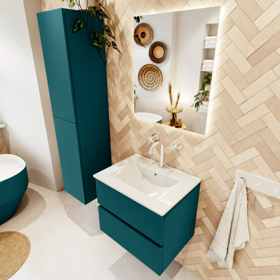 MONDIAZ VICA 60cm mueble de baño Smag 2 cajones. Lavabo DENIA Centro 1 orificio