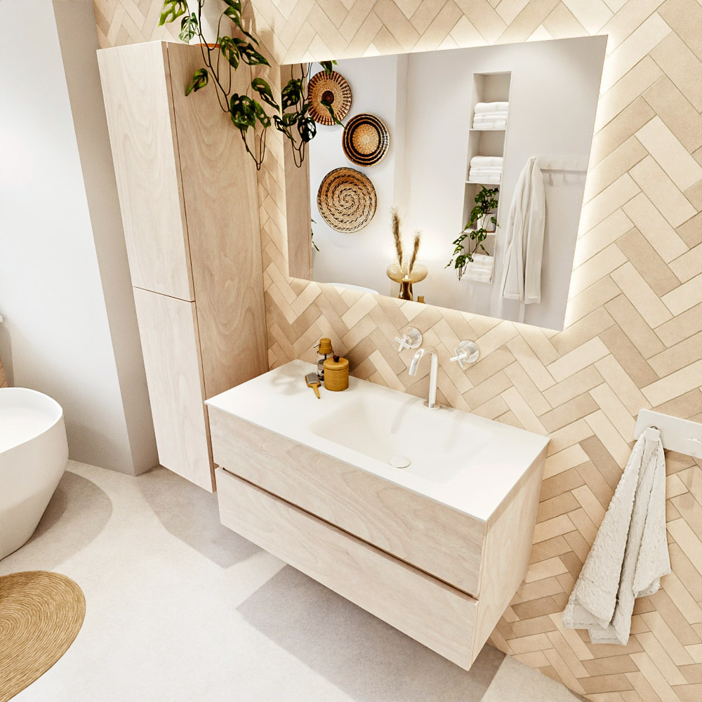 MONDIAZ VICA 100cm mueble de baño Underlayment 2 cajones. Lavabo CLOUD Derecho 1 orificio color Talc con espejo LED. 1 MONDIAZ VICA 100cm mueble de baño Underlayment 2 cajones. Lavabo CLOUD Derecho 1 orificio color Talc con espejo LED.
