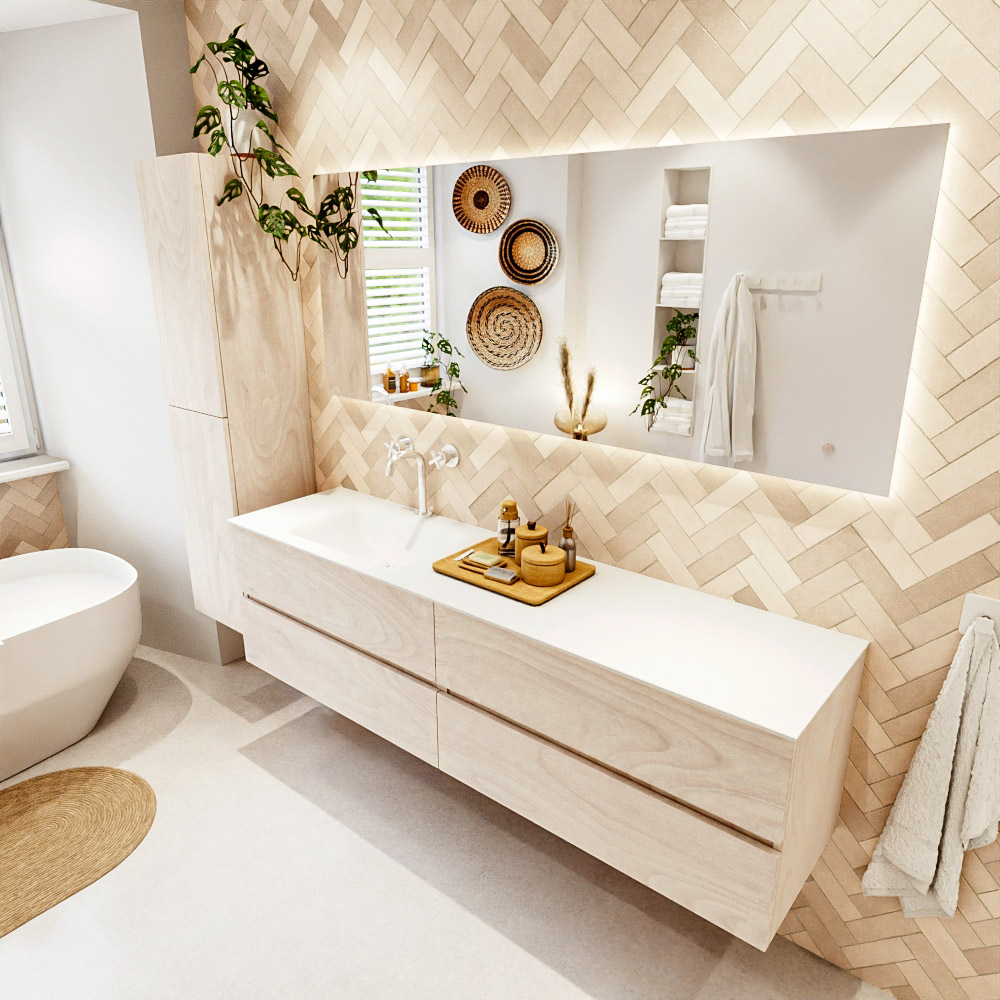 MONDIAZ VICA 180cm mueble de baño Underlayment 4 cajones. Lavabo CLOUD Izquierda 1 orificio, color Talc. 1 MONDIAZ VICA 180cm mueble de baño Underlayment 4 cajones. Lavabo CLOUD Izquierda 1 orificio