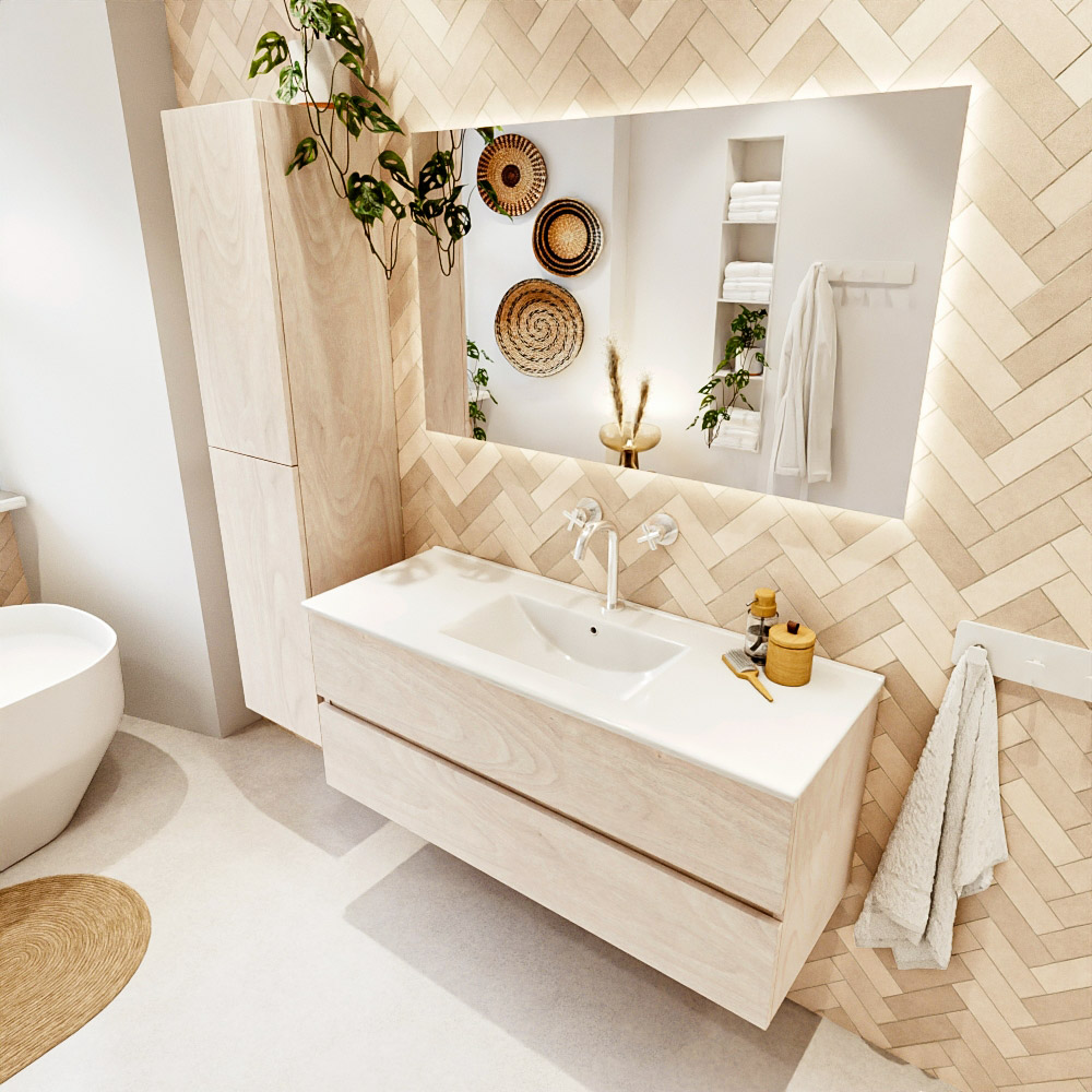 MONDIAZ VICA 120cm mueble de baño Underlayment 2 cajones. Lavabo DENIA Centro 1 orificio, color Blanco brillo. 1 MONDIAZ VICA 120cm mueble de baño Underlayment 2 cajones. Lavabo DENIA Centro 1 orificio
