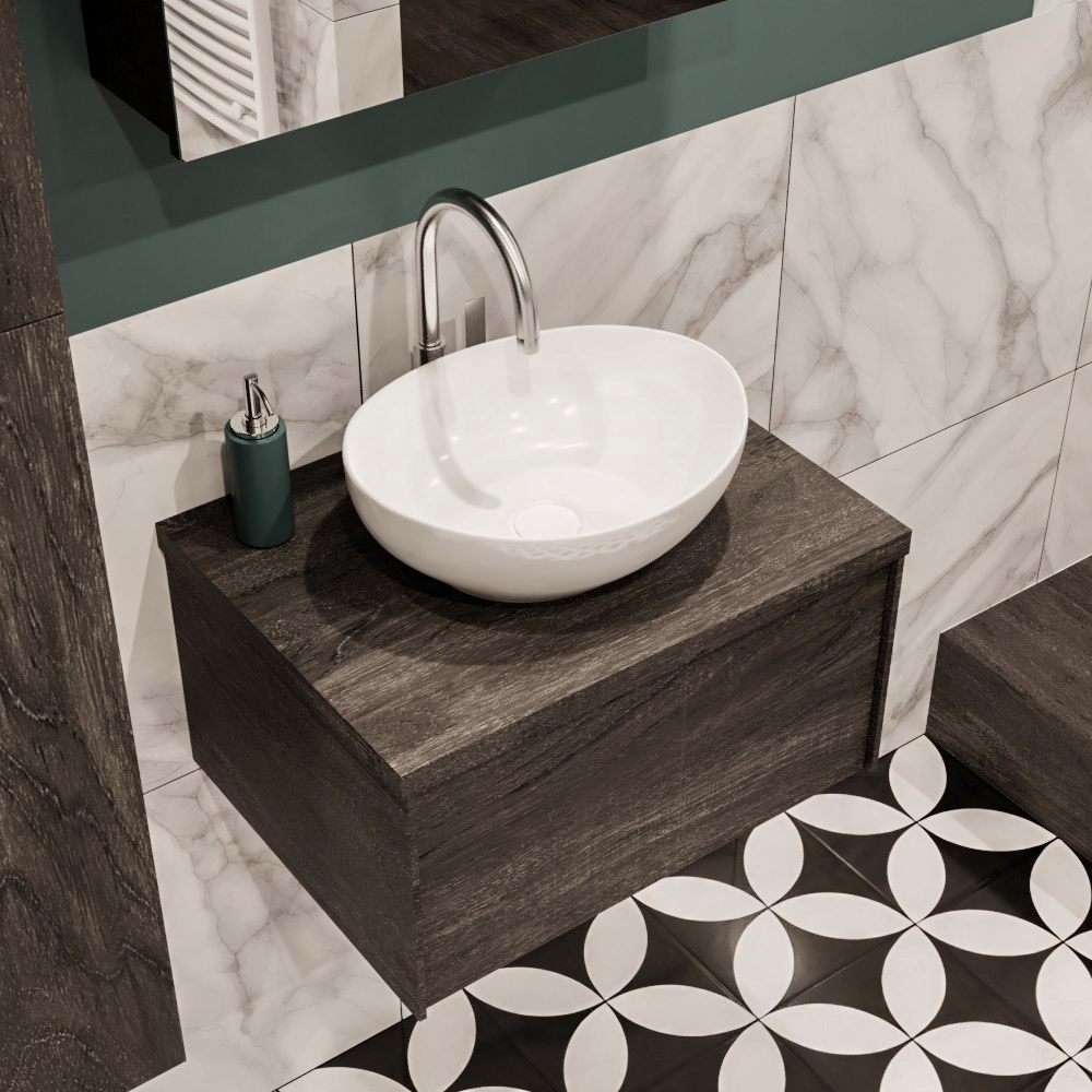 MONDIAZ LUSH 80cm mueble de baño Dark Brown 1 cajón lavabo BARCO Centro 1 orificio 1 MONDIAZ LUSH 80cm mueble de baño Dark Brown 1 cajón lavabo BARCO Centro 1 orificio