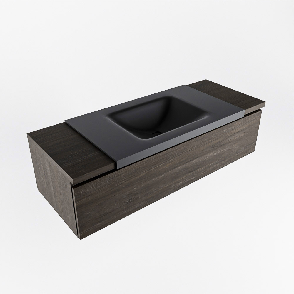 MONDIAZ BUKLA 120cm mueble de baño Dark Brown 1 cajón. Lavabo CLOUD centro 1 orificio color Urban 5 MONDIAZ BUKLA 120cm mueble de baño Dark Brown 1 cajón. Lavabo CLOUD centro 1 orificio color Urban - Imagen 5