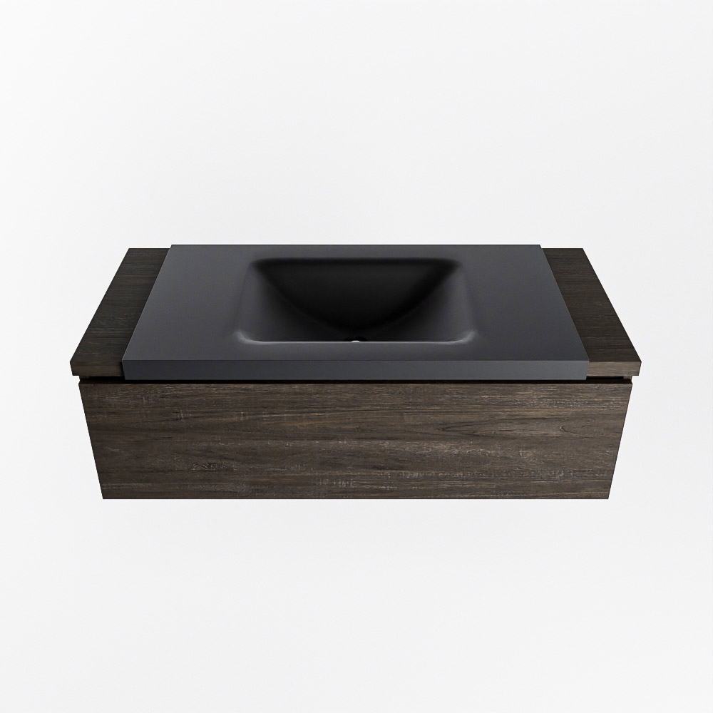 MONDIAZ BUKLA 100cm mueble de baño Dark Brown 1 cajón. Lavabo CLOUD centro sin orificios color Urban 5 MONDIAZ BUKLA 100cm mueble de baño Dark Brown 1 cajón. Lavabo CLOUD centro sin orificios color Urban - Imagen 5
