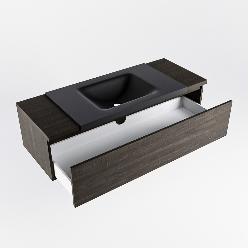 MONDIAZ BUKLA 120cm mueble de baño Dark Brown 1 cajón. Lavabo CLOUD centro 1 orificio color Urban 6 MONDIAZ BUKLA 120cm mueble de baño Dark Brown 1 cajón. Lavabo CLOUD centro 1 orificio color Urban - Imagen 6