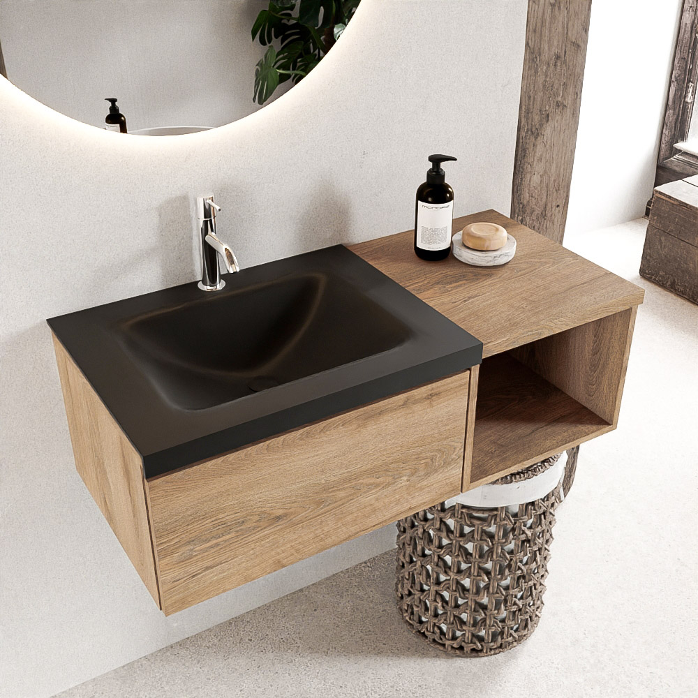 MONDIAZ BUKLA 100cm mueble de baño con módulo abierto 40 Washed Oak 1 cajón. Lavabo CLOUD izquierda 1 orificio color Urban 1 MONDIAZ BUKLA 100cm mueble de baño con módulo abierto 40 Washed Oak 1 cajón. Lavabo CLOUD izquierda 1 orificio color Urban