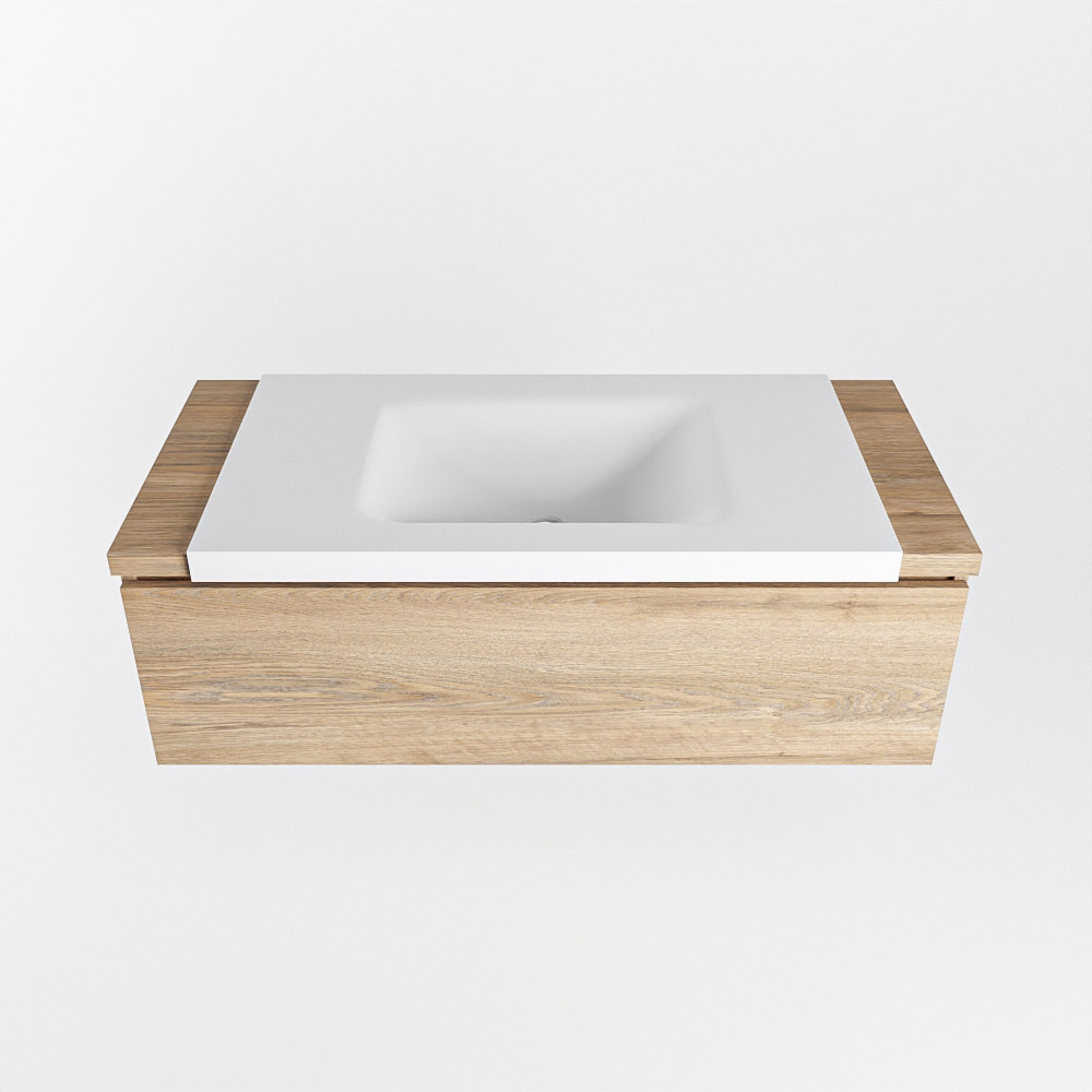 MONDIAZ BUKLA 100cm mueble de baño Washed Oak 1 cajón. Lavabo CLOUD centro 1 orificio color Talc 6 MONDIAZ BUKLA 100cm mueble de baño Washed Oak 1 cajón. Lavabo CLOUD centro 1 orificio color Talc - Imagen 6