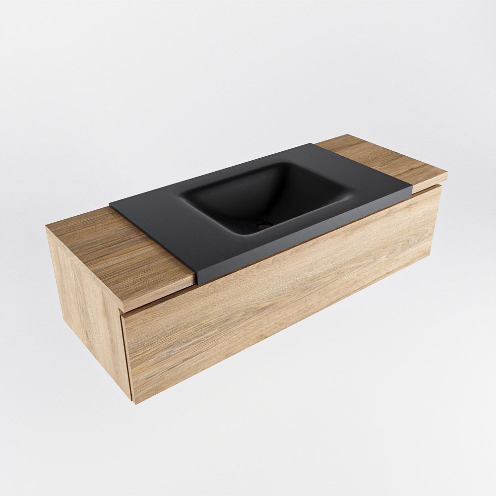 MONDIAZ BUKLA 120cm mueble de baño Washed Oak 1 cajón. Lavabo CLOUD centro sin orificios color Urban 5 MONDIAZ BUKLA 120cm mueble de baño Washed Oak 1 cajón. Lavabo CLOUD centro sin orificios color Urban - Imagen 5