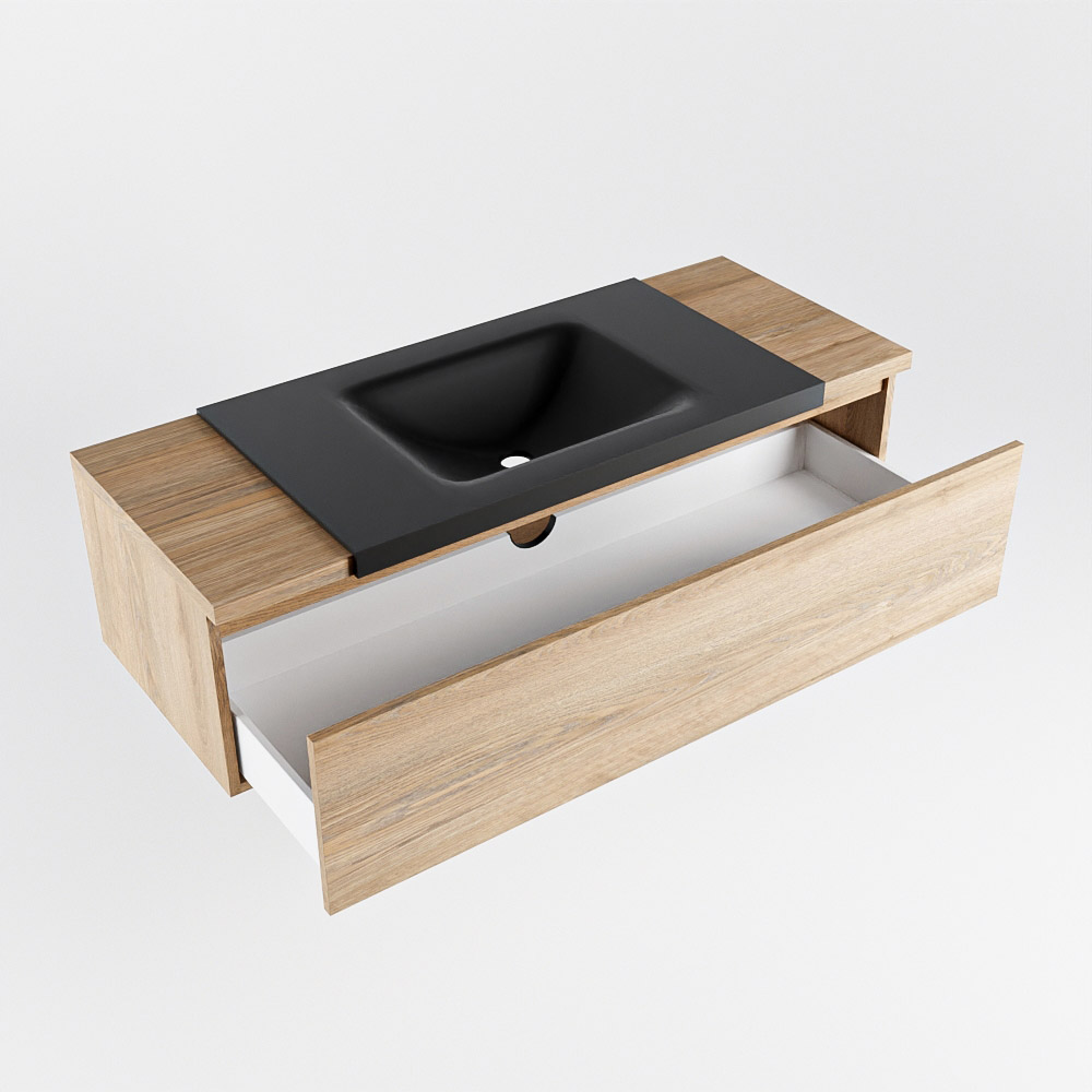 MONDIAZ BUKLA 120cm mueble de baño Washed Oak 1 cajón. Lavabo CLOUD centro 1 orificio color Urban 5 MONDIAZ BUKLA 120cm mueble de baño Washed Oak 1 cajón. Lavabo CLOUD centro 1 orificio color Urban - Imagen 5