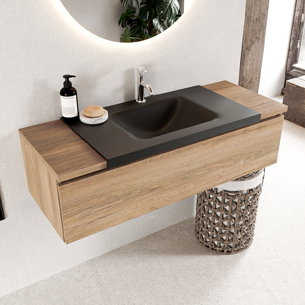 MONDIAZ BUKLA 120cm mueble de baño Washed Oak 1 cajón. Lavabo CLOUD centro 1 orificio color Urban 1 MONDIAZ BUKLA 120cm mueble de baño Washed Oak 1 cajón. Lavabo CLOUD centro 1 orificio color Urban