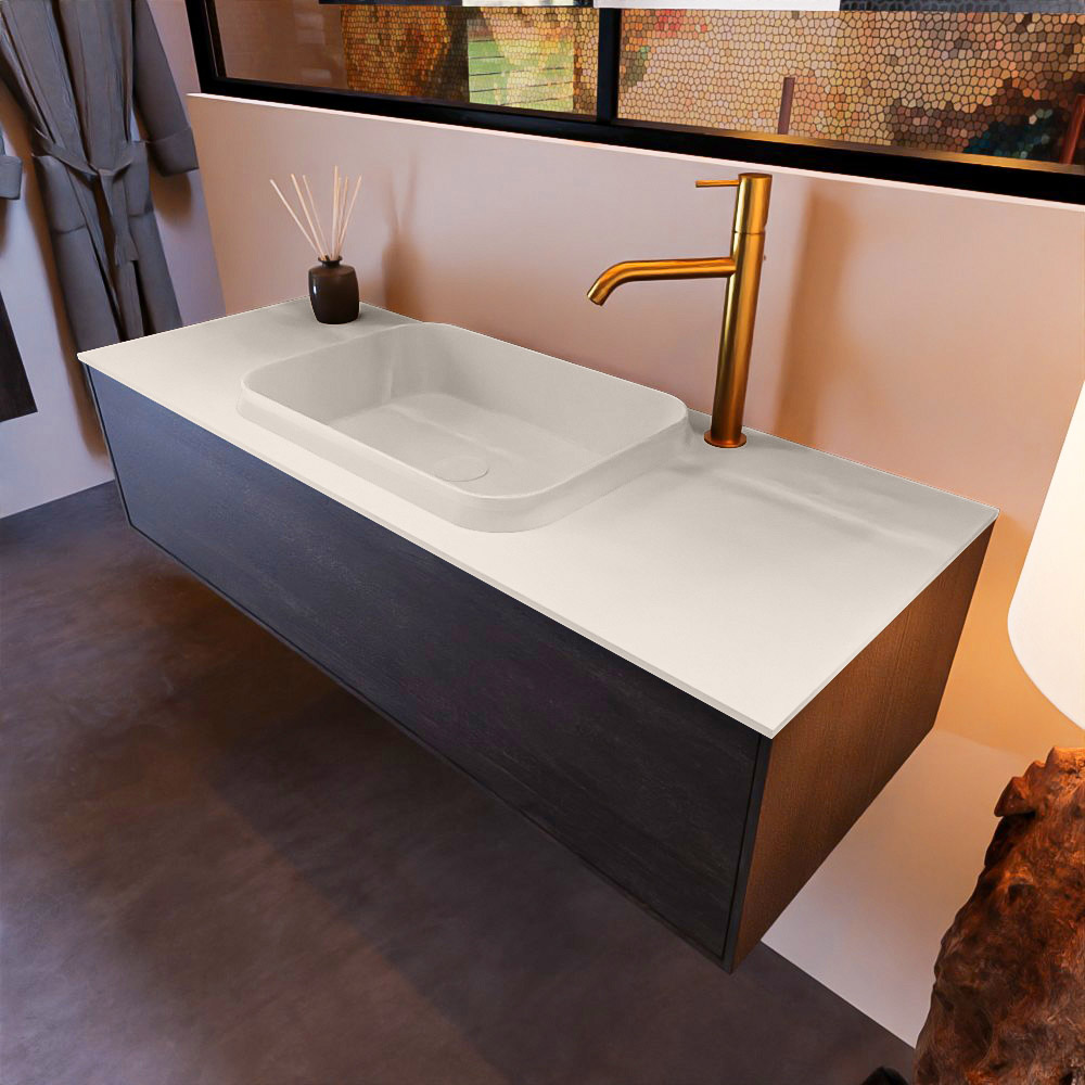 MONDIAZ ERIN 120cm mueble de baño color Antracite 1 cajón. Lavabo RIDGE Centro 1 orificio color Linen. 1 MONDIAZ ERIN 120cm mueble de baño color Antracite 1 cajón. Lavabo RIDGE Centro 1 orificio color Linen.