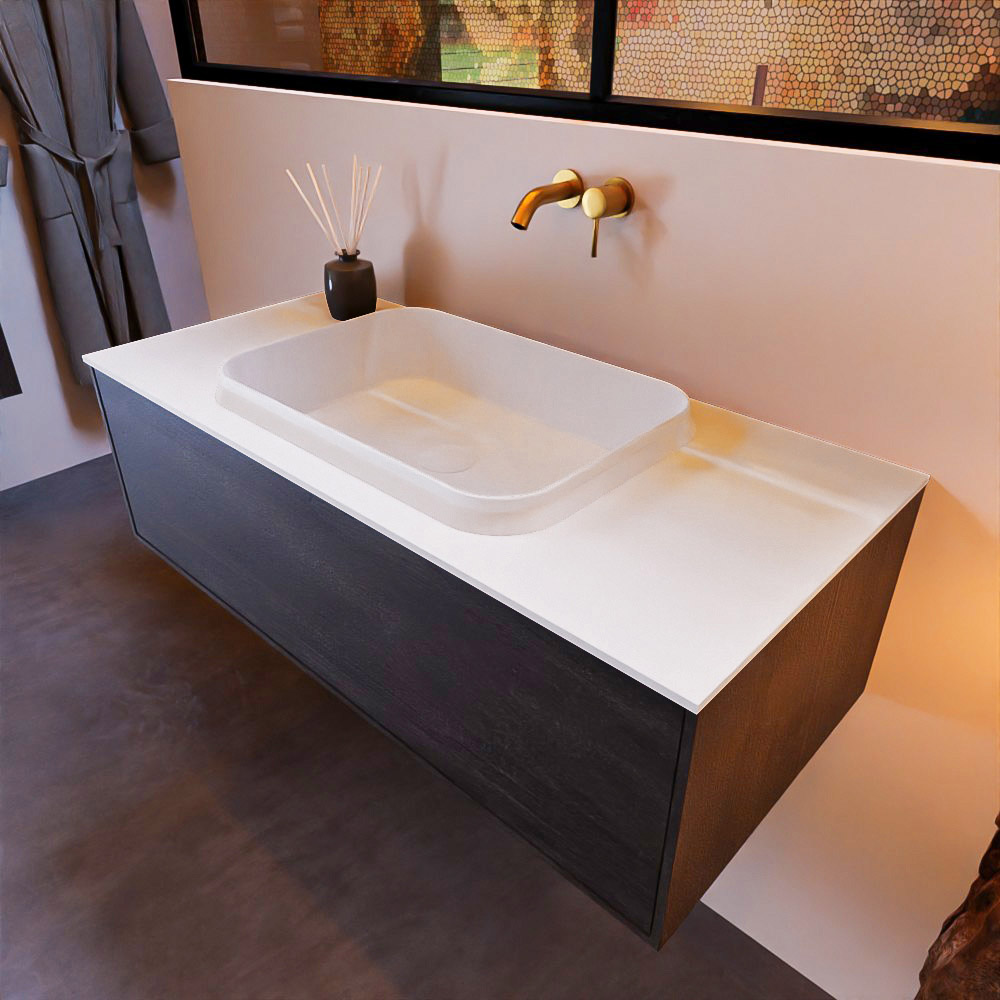 MONDIAZ ERIN 100cm mueble de baño color Antracite 1 cajón. Lavabo RIDGE Centro sin orificio color Talc. 1 MONDIAZ ERIN 100cm mueble de baño color Antracite 1 cajón. Lavabo RIDGE Centro sin orificio color Talc.