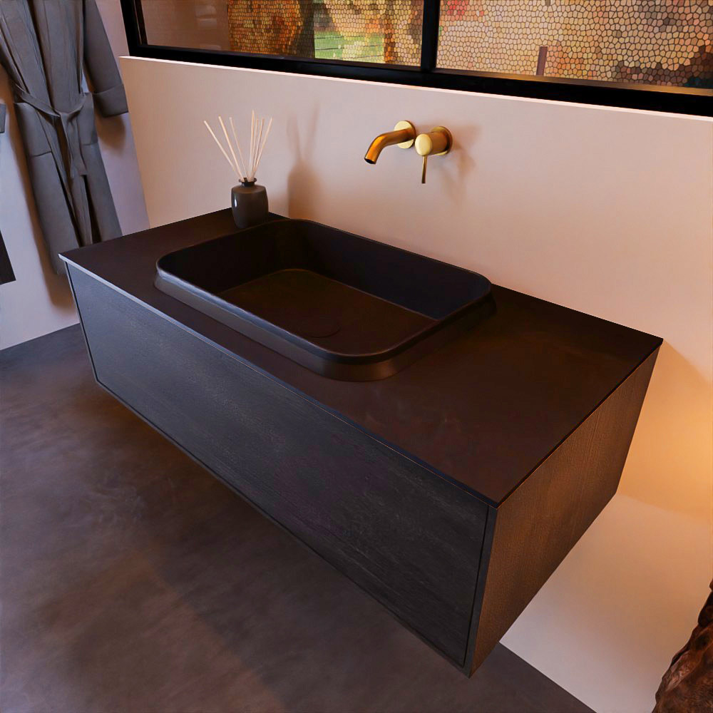 MONDIAZ ERIN 100cm mueble de baño color Antracite 1 cajón. Lavabo RIDGE Centro sin orificio color Urban. 1 MONDIAZ ERIN 100cm mueble de baño color Antracite 1 cajón. Lavabo RIDGE Centro sin orificio color Urban.