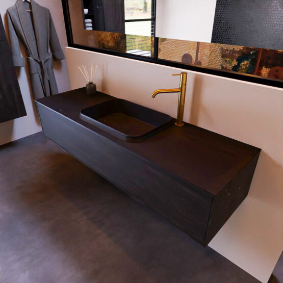 MONDIAZ ERIN 150cm mueble de baño color Antracite 1 cajón. Lavabo RIDGE Centro 1 orificio color Urban.