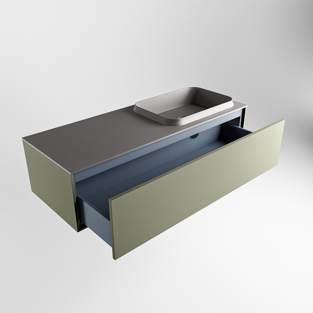 MONDIAZ ERIN 120cm mueble de baño color Army 1 cajón. Lavabo RIDGE Derecho sin orificio color Dark Grey. 6 MONDIAZ ERIN 120cm mueble de baño color Army 1 cajón. Lavabo RIDGE Derecho sin orificio color Dark Grey. - Imagen 6