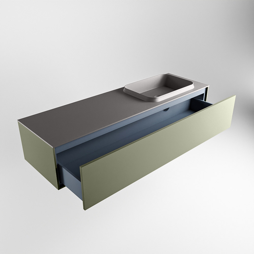 MONDIAZ ERIN 150cm mueble de baño color Army 1 cajón. Lavabo RIDGE Derecho sin orificio color Dark Grey. 6 MONDIAZ ERIN 150cm mueble de baño color Army 1 cajón. Lavabo RIDGE Derecho sin orificio color Dark Grey. - Imagen 6