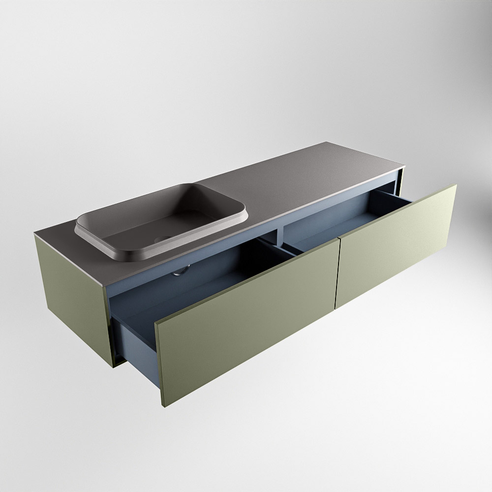 MONDIAZ ERIN 150cm mueble de baño color Army 2 cajones. Lavabo RIDGE Izquierda sin orificio color Dark Grey. 6 MONDIAZ ERIN 150cm mueble de baño color Army 2 cajones. Lavabo RIDGE Izquierda sin orificio color Dark Grey. - Imagen 6