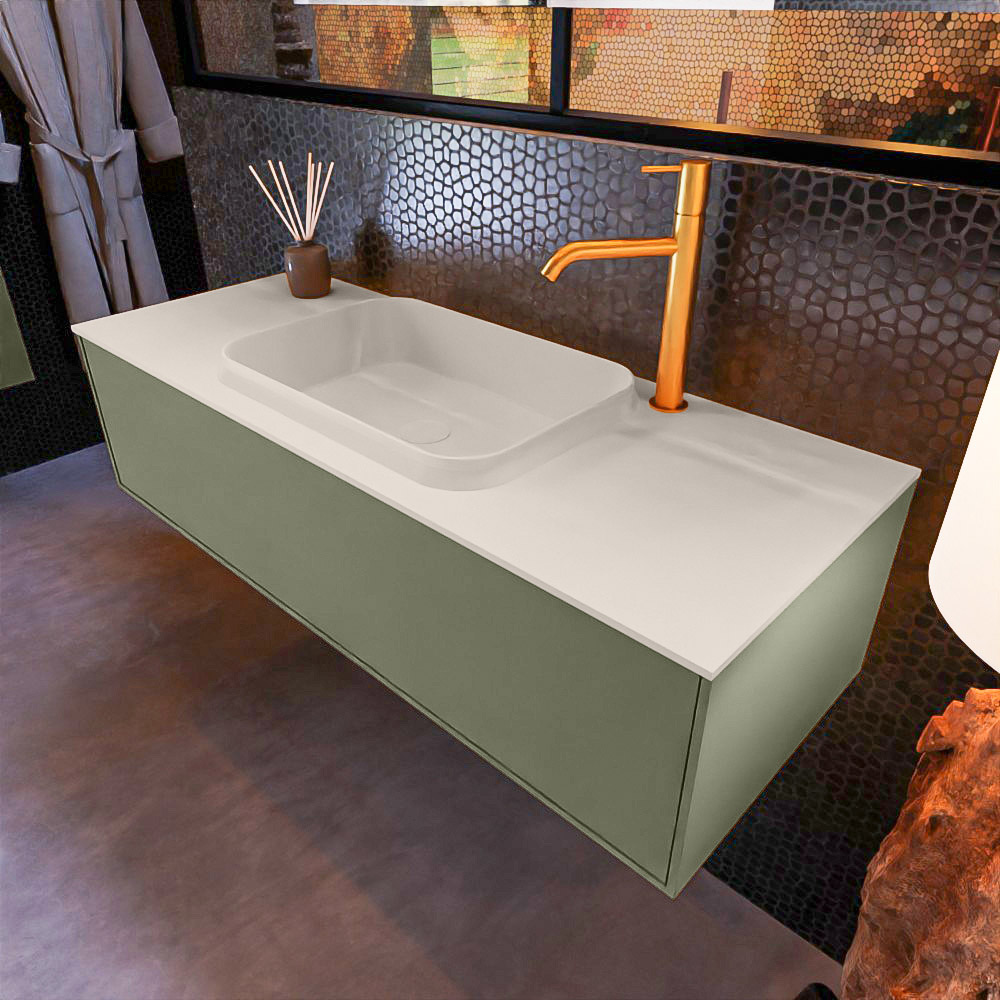 MONDIAZ ERIN 120cm mueble de baño color Army 1 cajón. Lavabo RIDGE Centro 1 orificio color Linen. 1 MONDIAZ ERIN 120cm mueble de baño color Army 1 cajón. Lavabo RIDGE Centro 1 orificio color Linen.