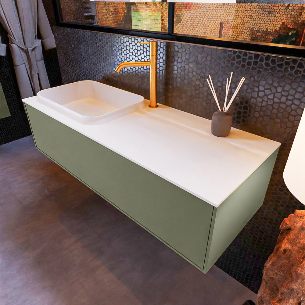 MONDIAZ ERIN 120cm mueble de baño color Army 1 cajón. Lavabo RIDGE Izquierda 1 orificio color Talc. 1 MONDIAZ ERIN 120cm mueble de baño color Army 1 cajón. Lavabo RIDGE Izquierda 1 orificio color Talc.
